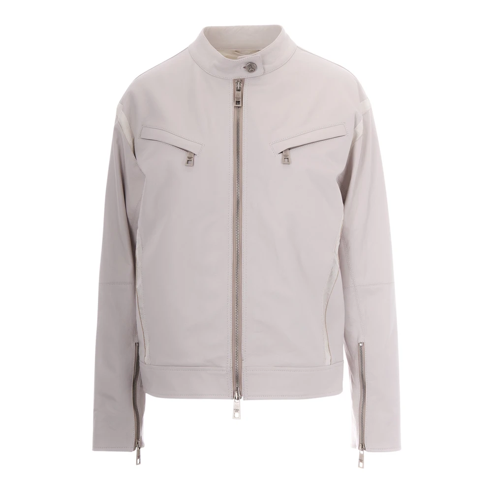 Patrizia Pepe Donna Bianco - Zipped Leather Jacket - Jackets - M