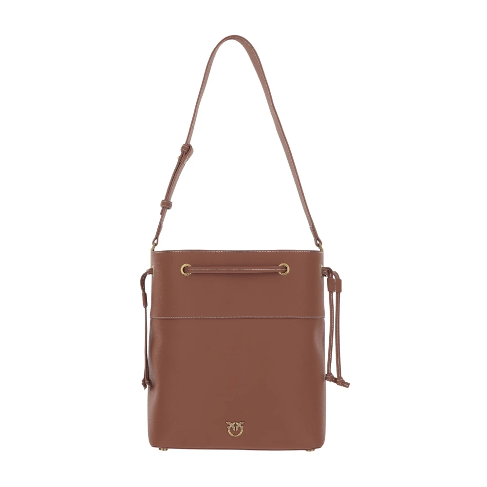pinko Leren schoudertas met Love Birds Brown Dames