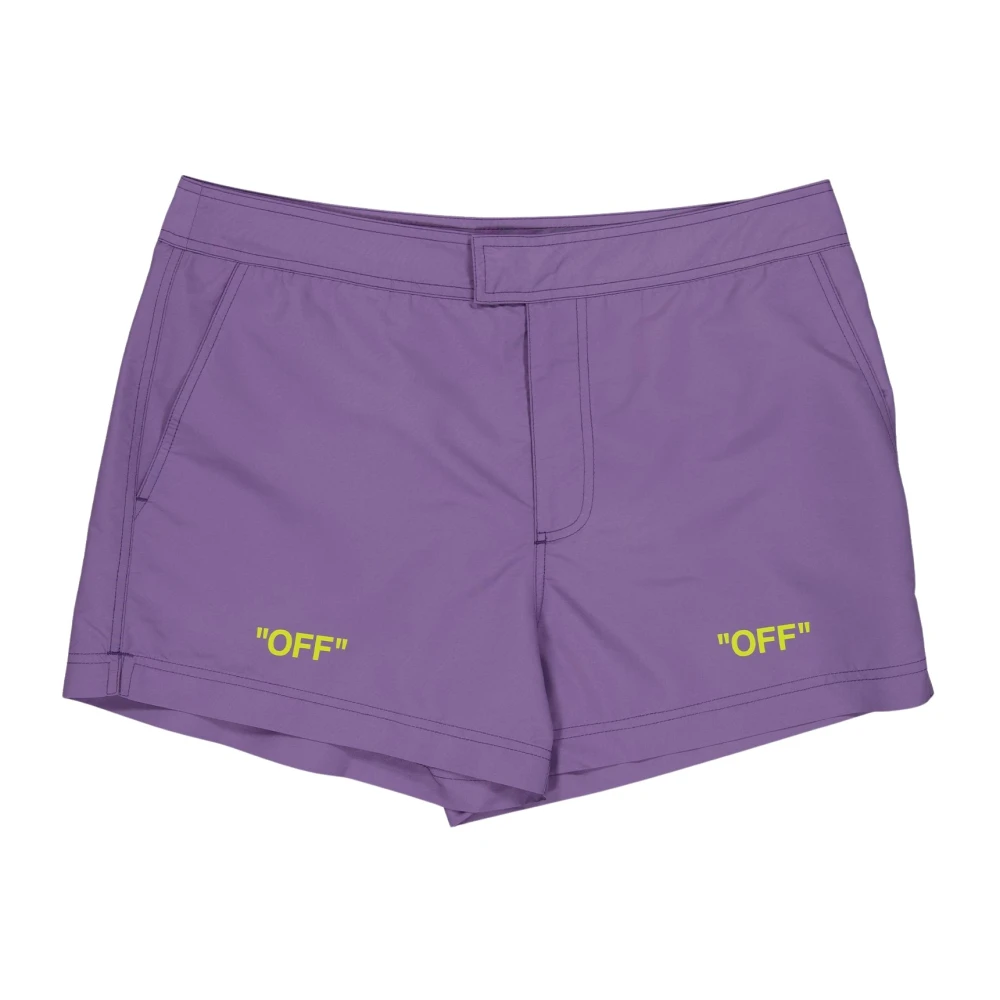 Off White Casual Logo Shorts med Fickor Purple, Herr