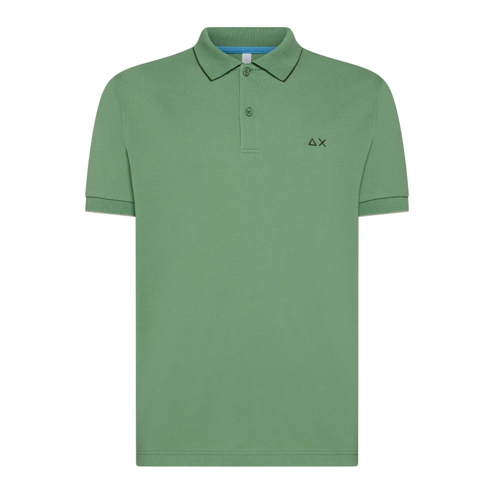 Sun68 Men's Green Polo Shirts, M, Polo Shirt With Collar Detail