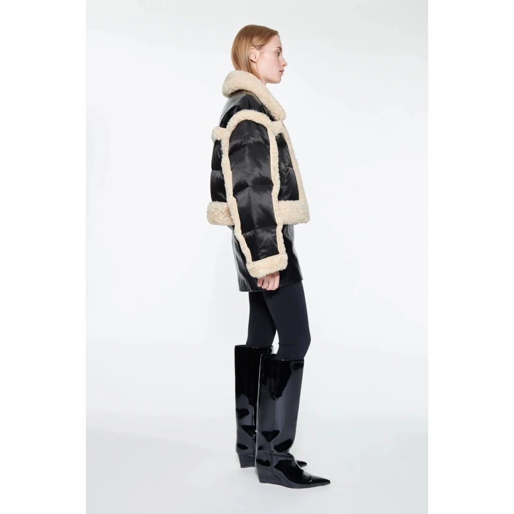 Stand Studio Korte Pufferjas met Nepbont Black Dames