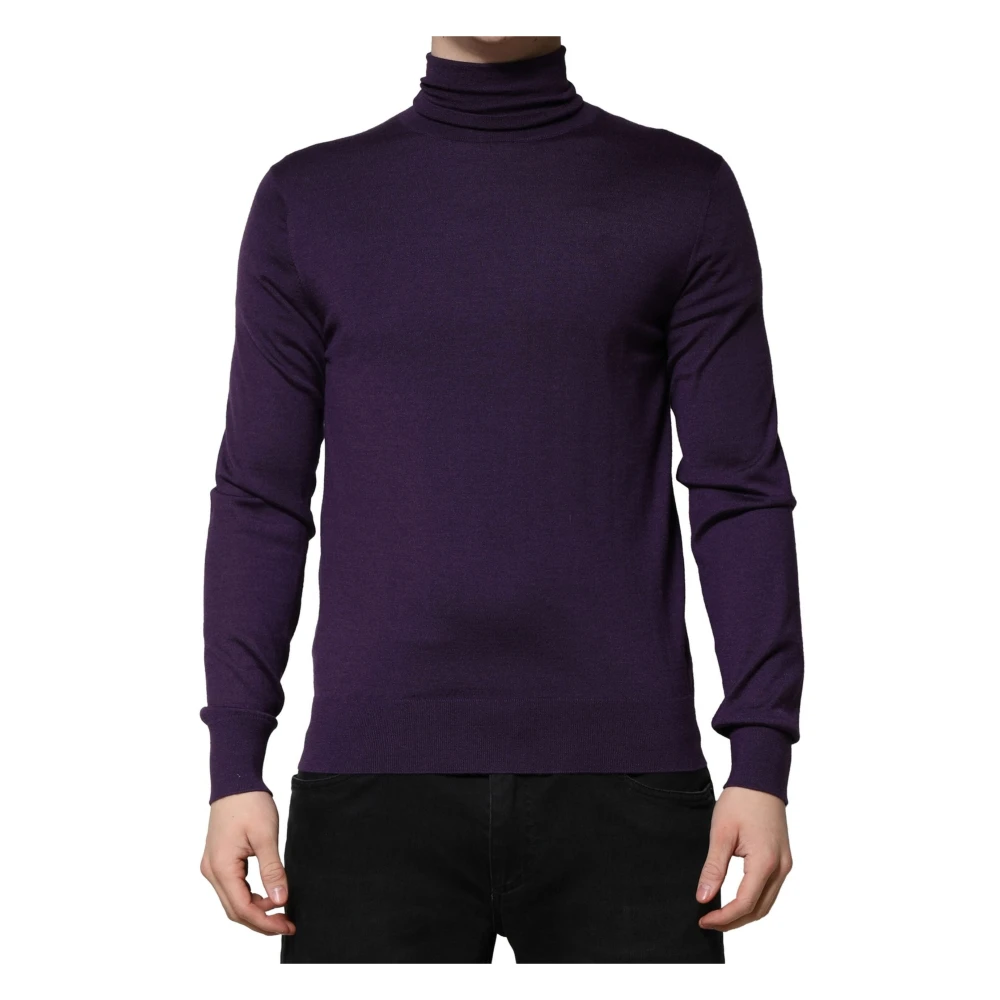 Dolce & Gabbana Men's Purple Cashmere Turtleneck Jumper - Cashmere Knitwear - S - Knitwear