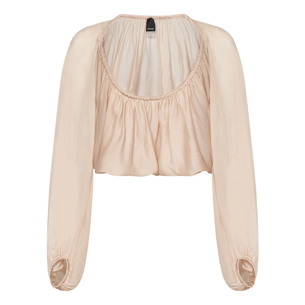 PINKO Beige Asymmetrisk Hemlinje Topp Beige, Dam