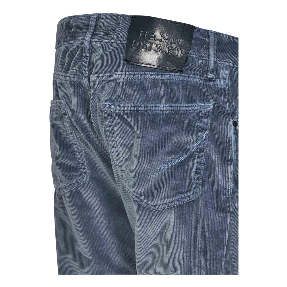 Hand Picked Blauwe Corduroy Slim-Fit Broek Blue Heren