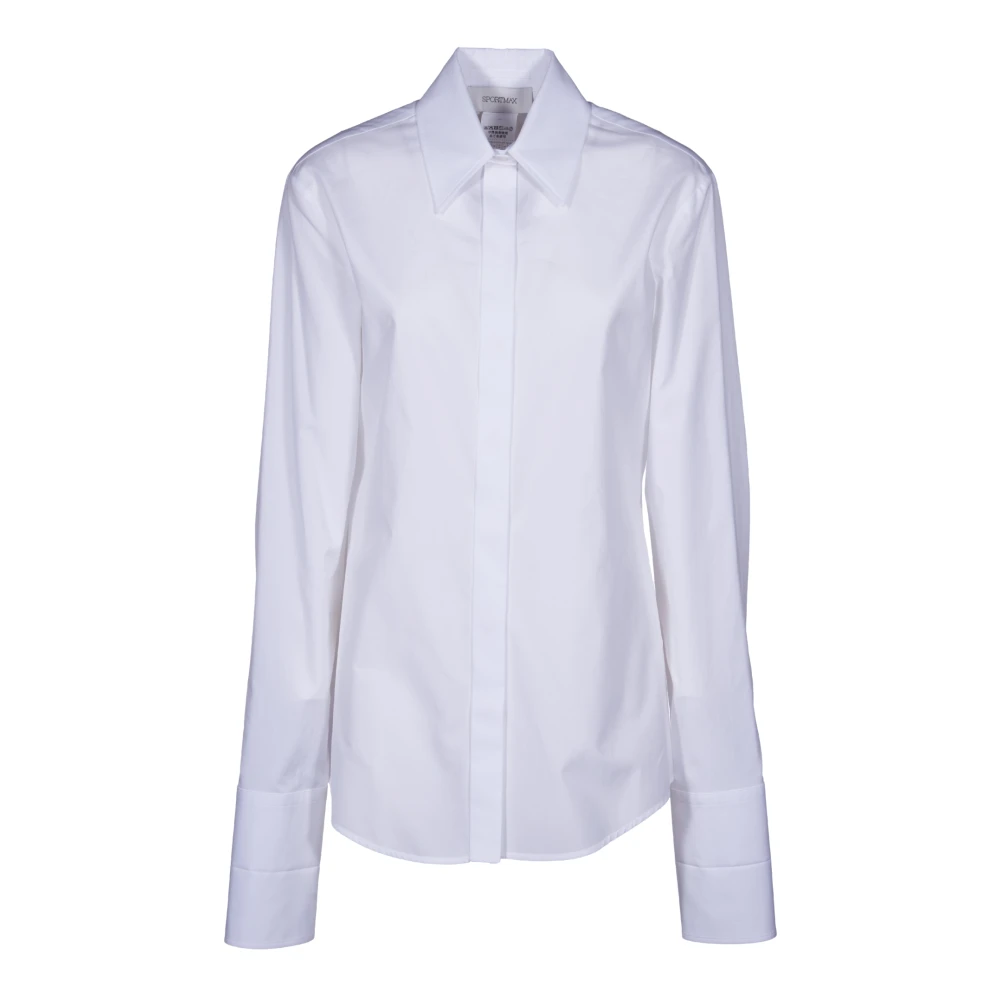 SPORTMAX Witte Katoenen Popeline Overhemd White Dames