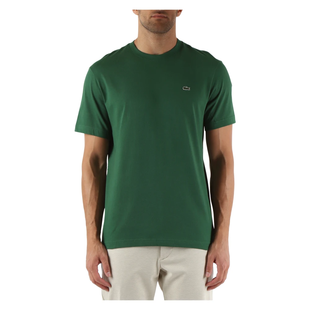 Lacoste Katoenen Regular Fit T-shirt met Logo Patch Green Heren