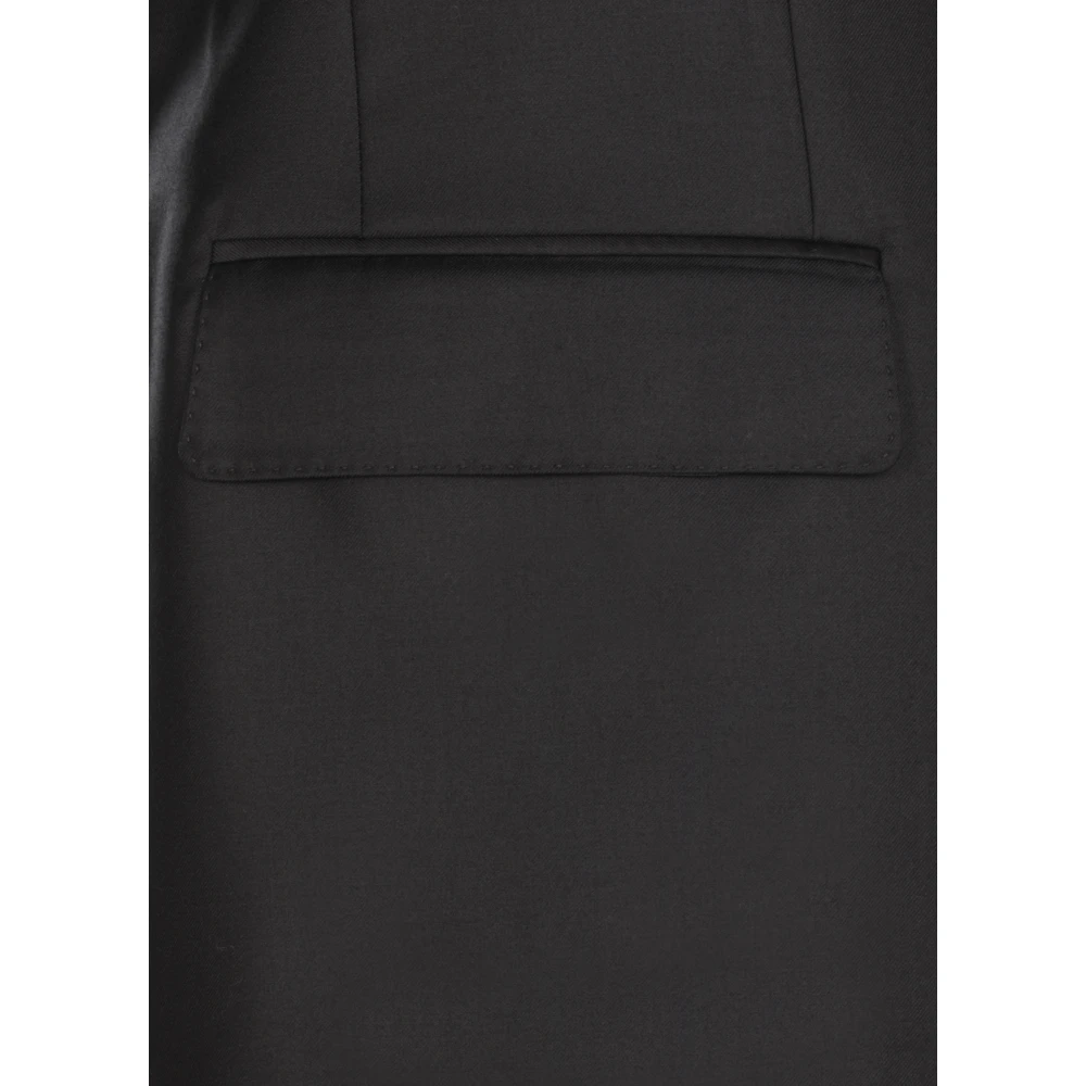 Lardini Zwart wollen pak met pieklapel Black Heren