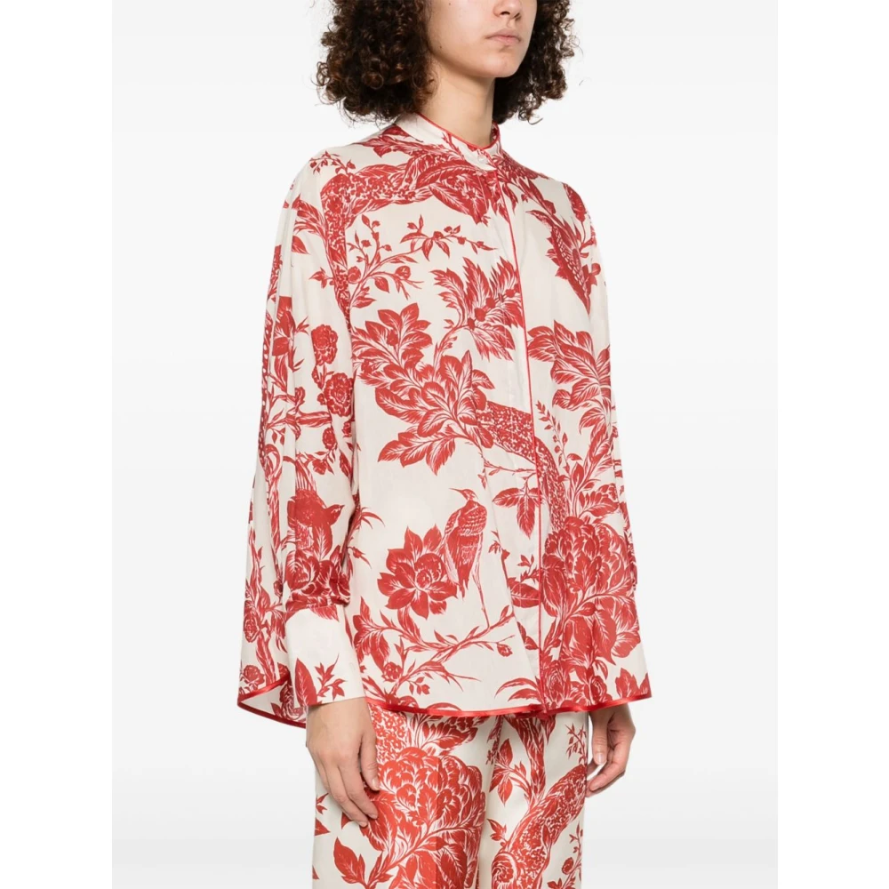 F.r.s For Restless Sleepers Rode bloemenprint overhemd met knoopsluiting Red Dames