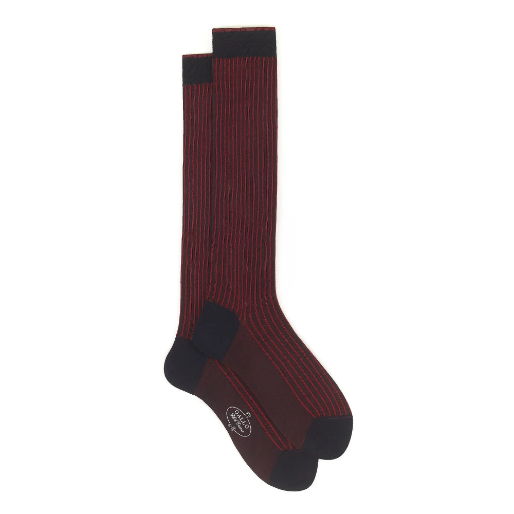 Gallo Men's Blue Long /Poppy Twin-Rib Cotton Socks