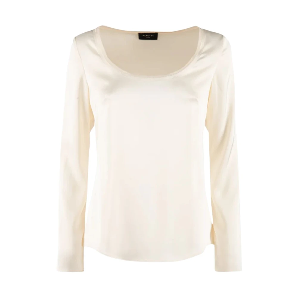 Nenette Satin Trui met Lange Mouwen Beige Dames