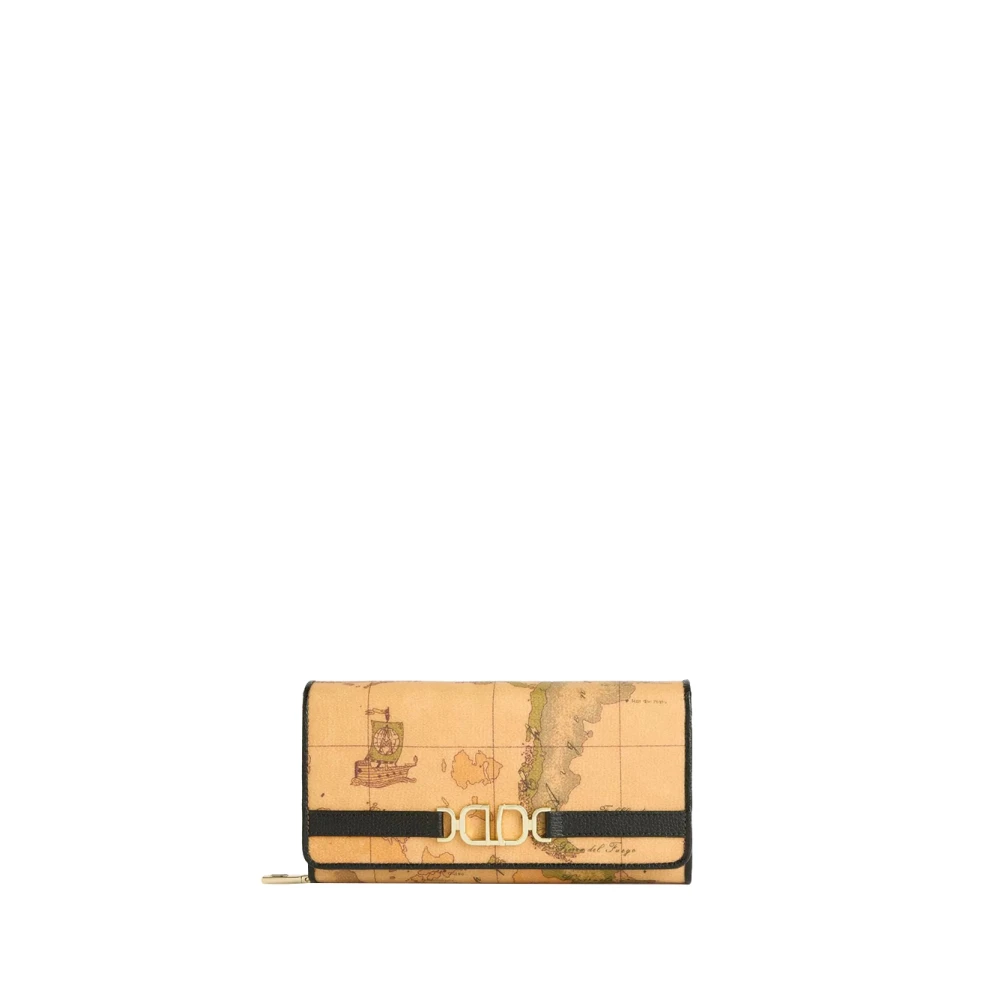 Alviero Martini 1a Classe Klassieke Zwarte Portemonnee Geo Ontwerp Multicolor Dames