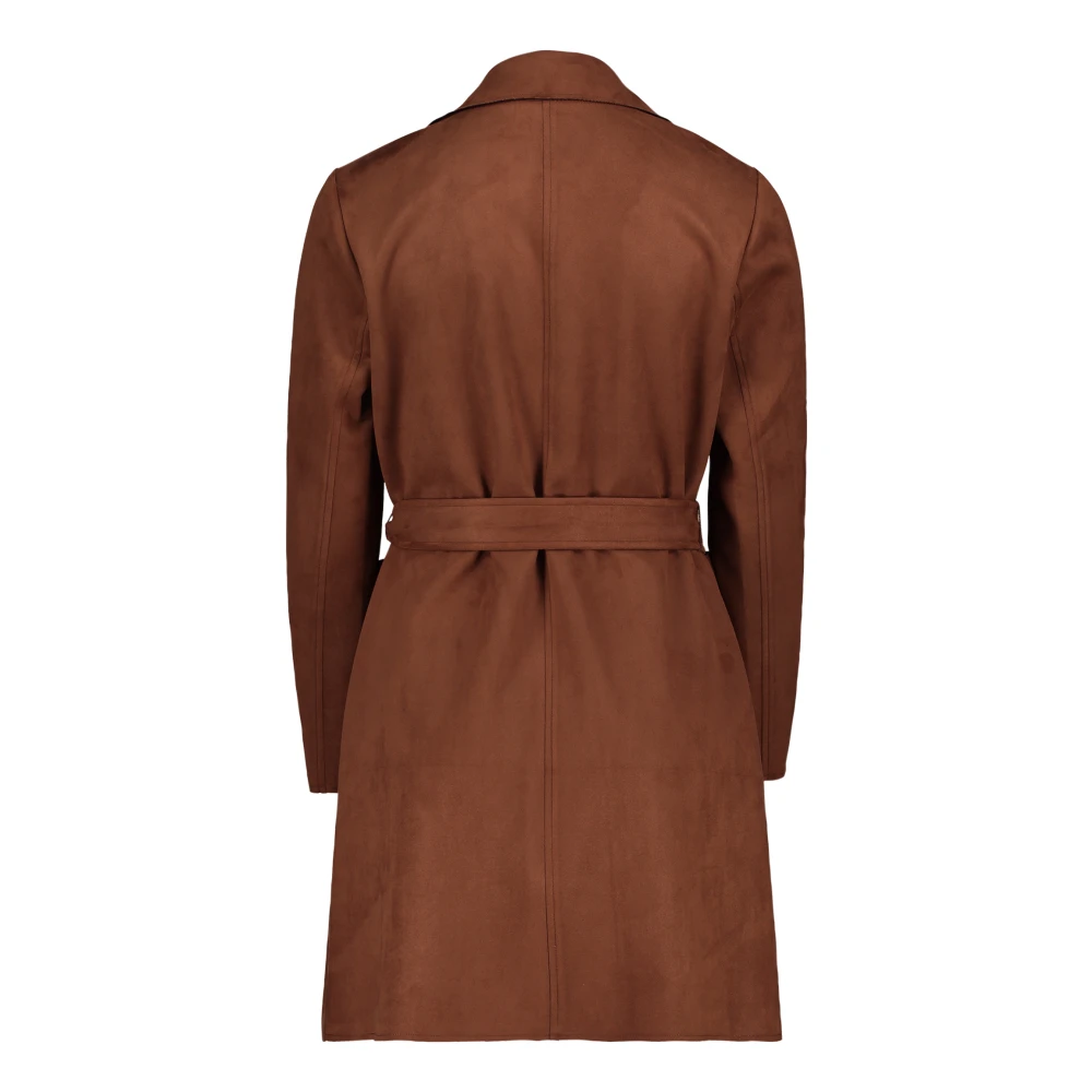 Betty Barclay Velours Lange Jas met Riem Brown Dames