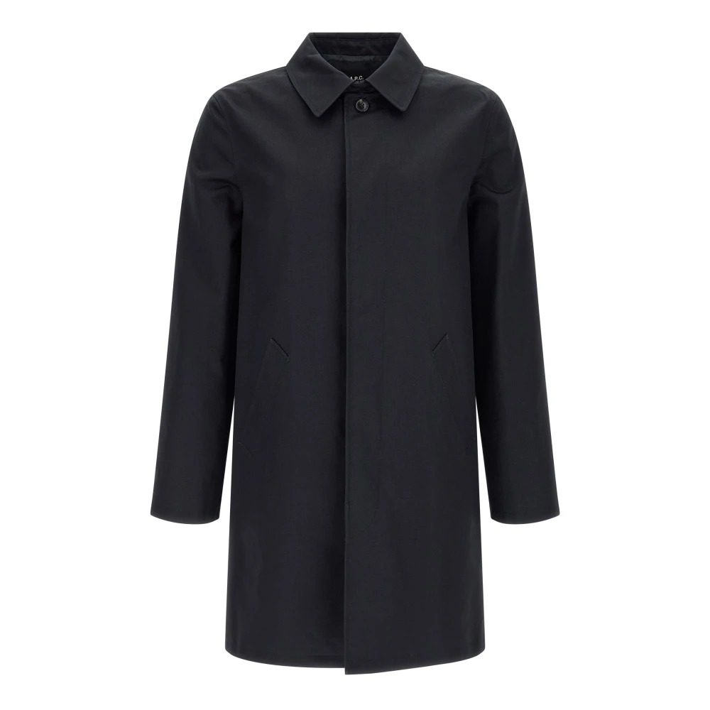 A.p.c. Men's Black Single-Breasted Coats, L, Mac Ville Trench Coat