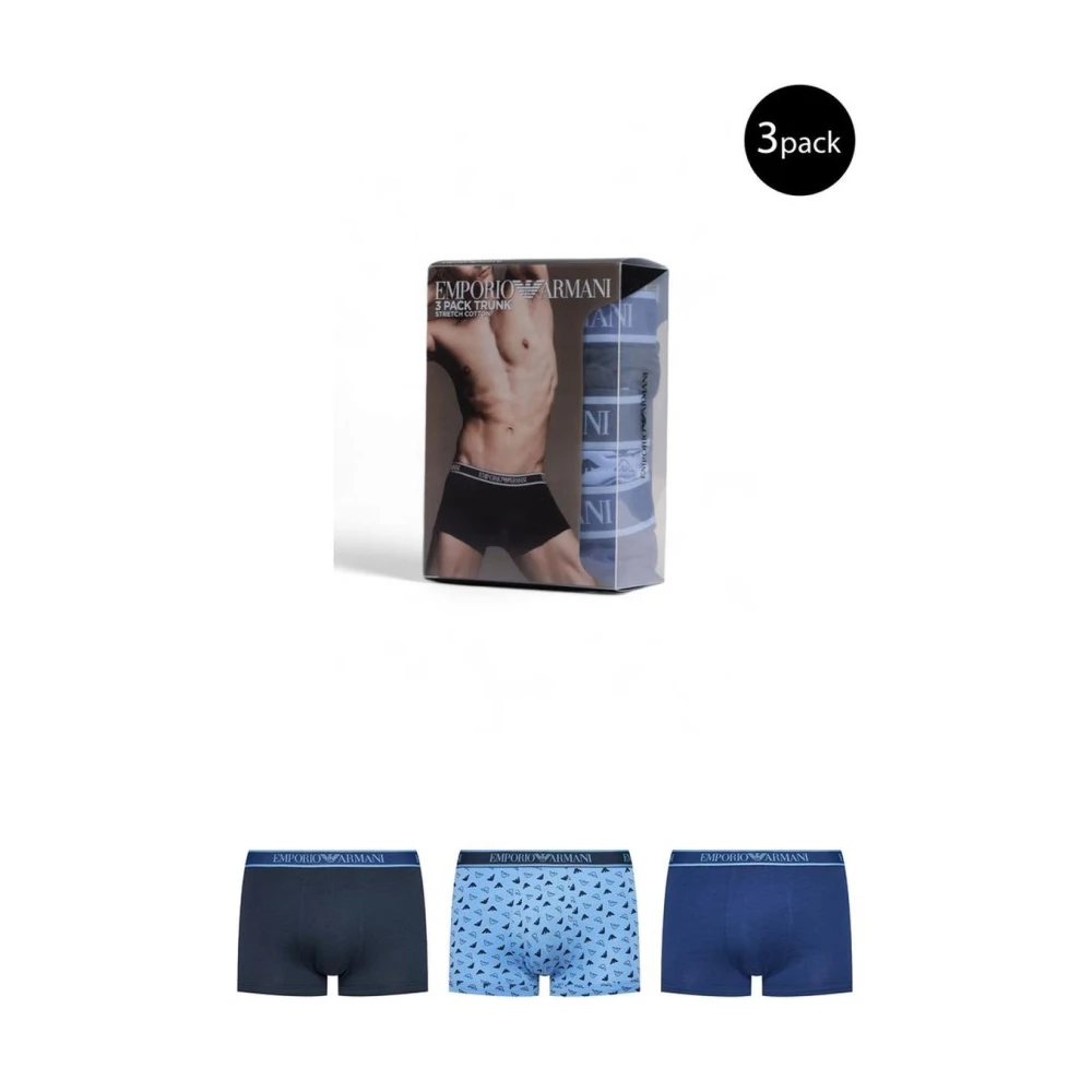Emporio Armani Blauwe Katoenen Boxershorts Ondergoedcollectie Blue Heren