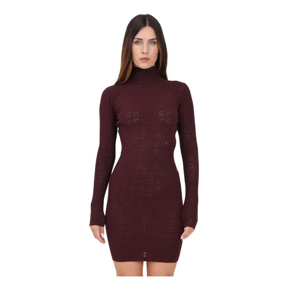 Elisabetta Franchi Burgundy Meshstickad Klänning Red, Dam