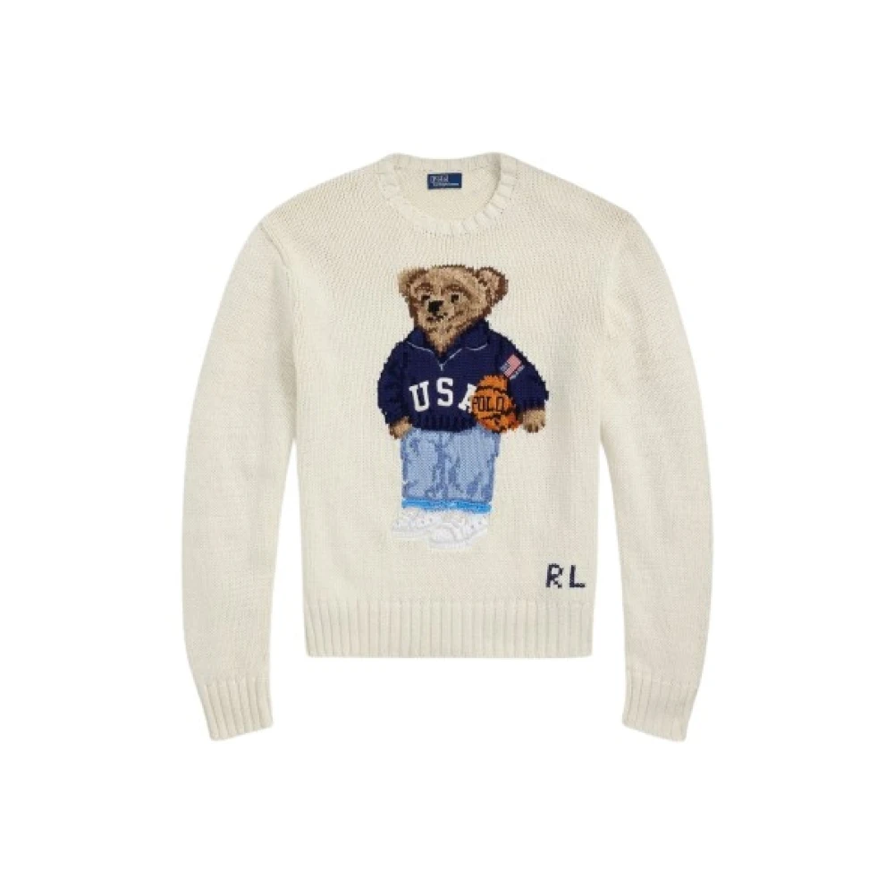 Polo Ralph Lauren Polo Bear Katoen Linnen Trui White Dames