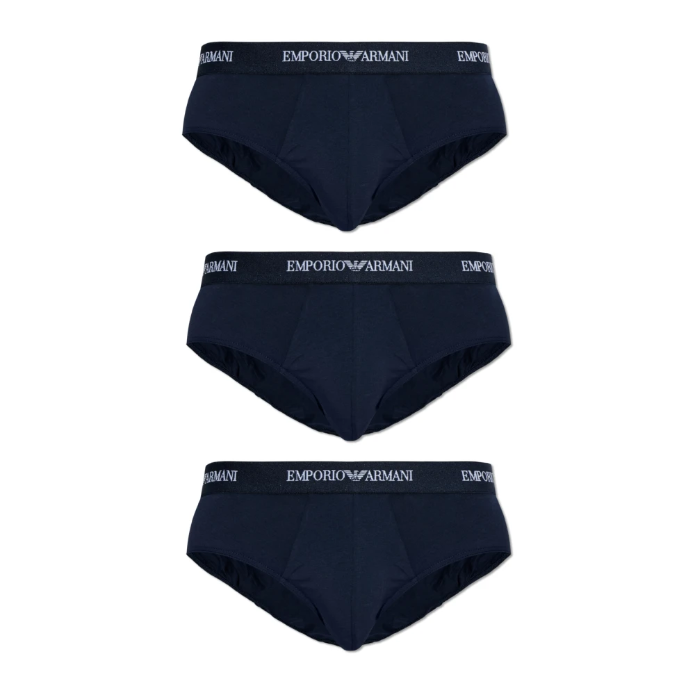 Emporio Armani Mannelijk Blauw Ondergoed Heren, S, Katoen, Drie-Pack Slips