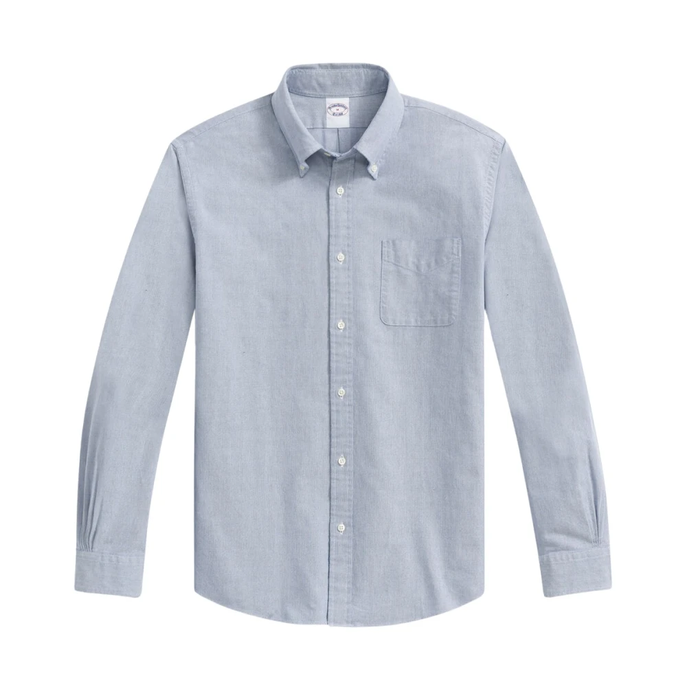 Brooks Brothers Blauw Regular Fit Oxford Katoenen Vrijdag Sportshirt met Polo Knoop-Down Kraag Blue Heren