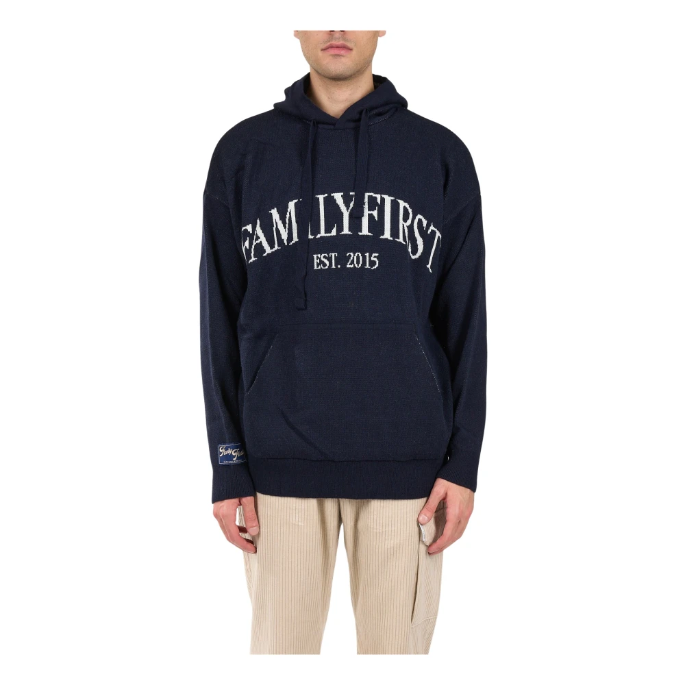 Family First Wollen hoodie met logo Blue Heren