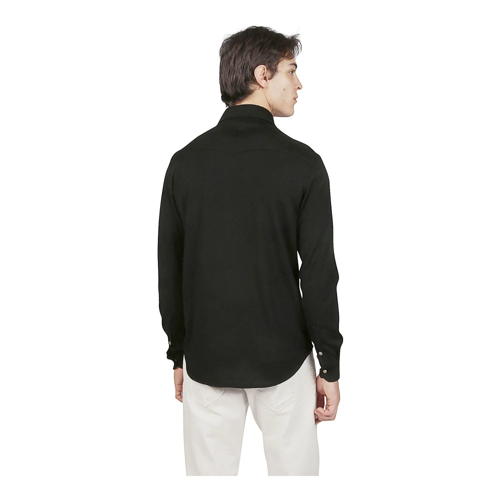 Eleventy Jersey Wol Kasjmier Shirt Texas Black Heren