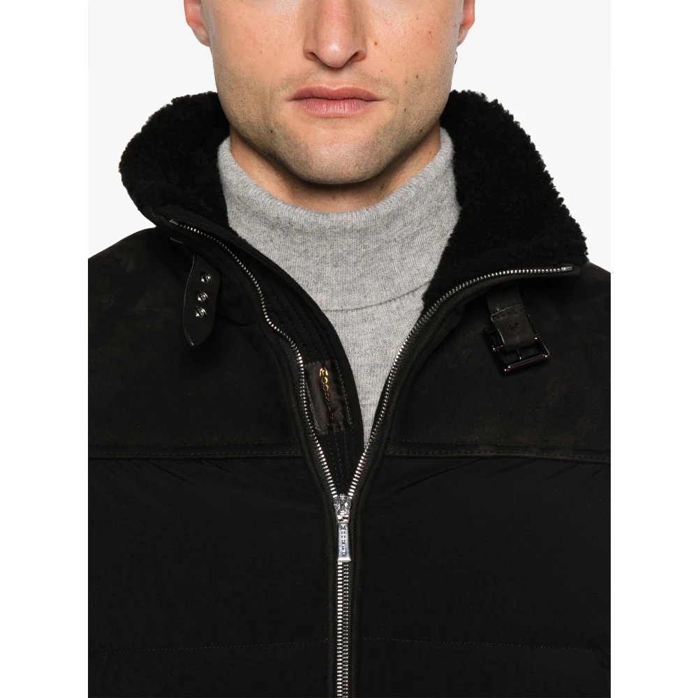 Moorer Zwarte Bimateriaal Jas Black Heren