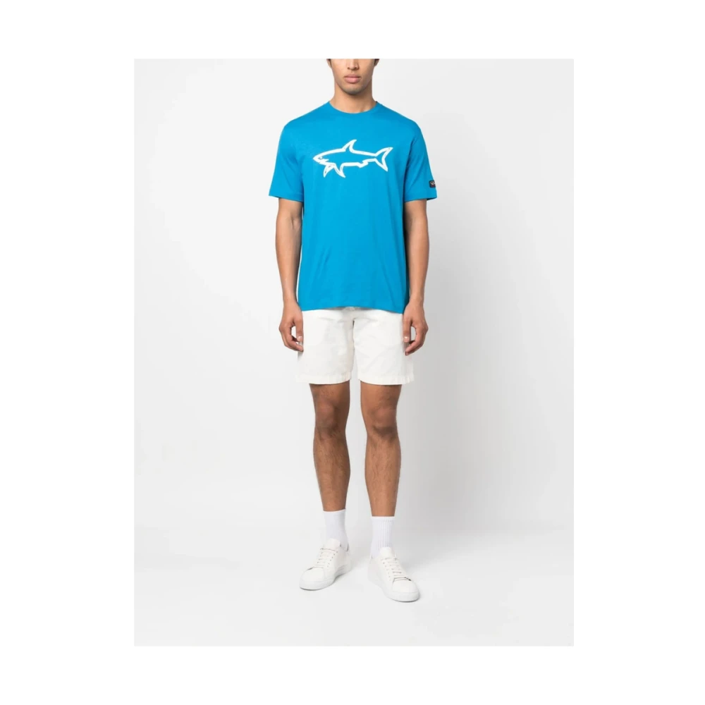 PAUL & SHARK Lichtblauw Logo Print Crew Neck T-shirt Blue Heren