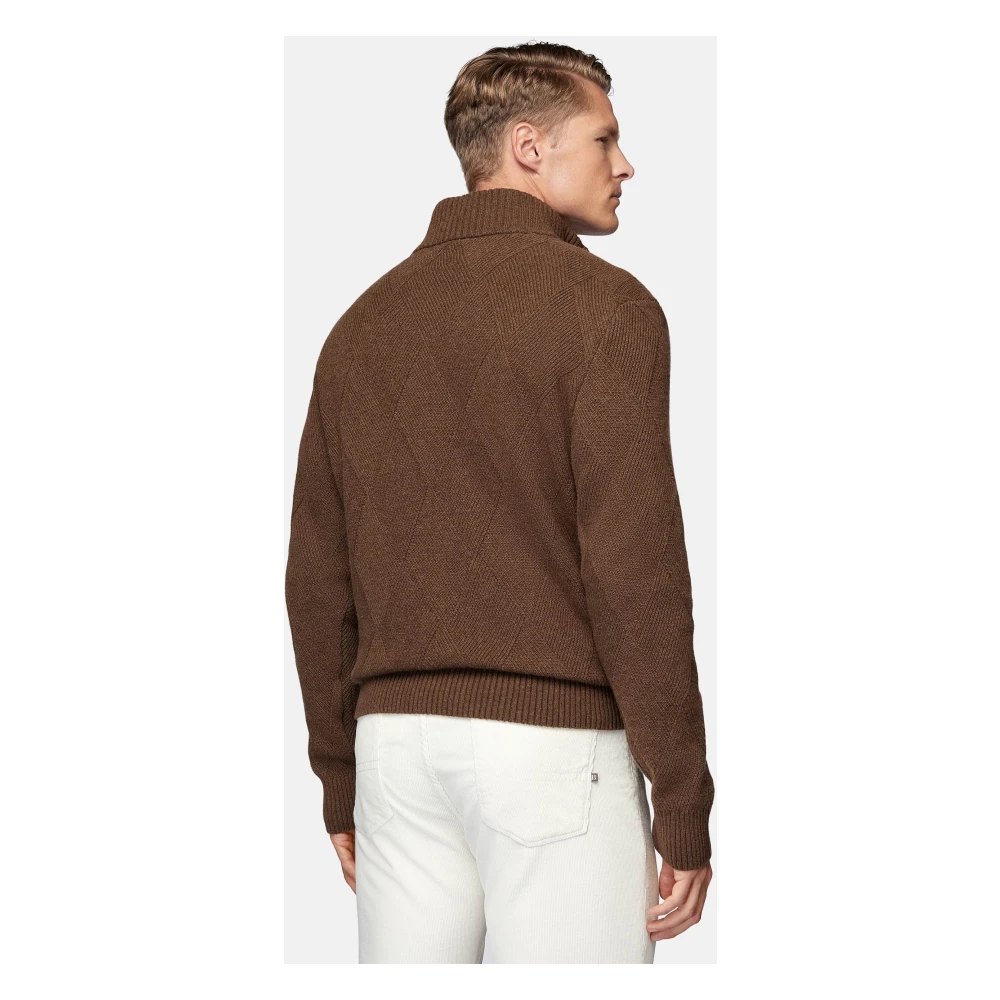 Boggi Milano Half-Zip Jumper Brown Heren