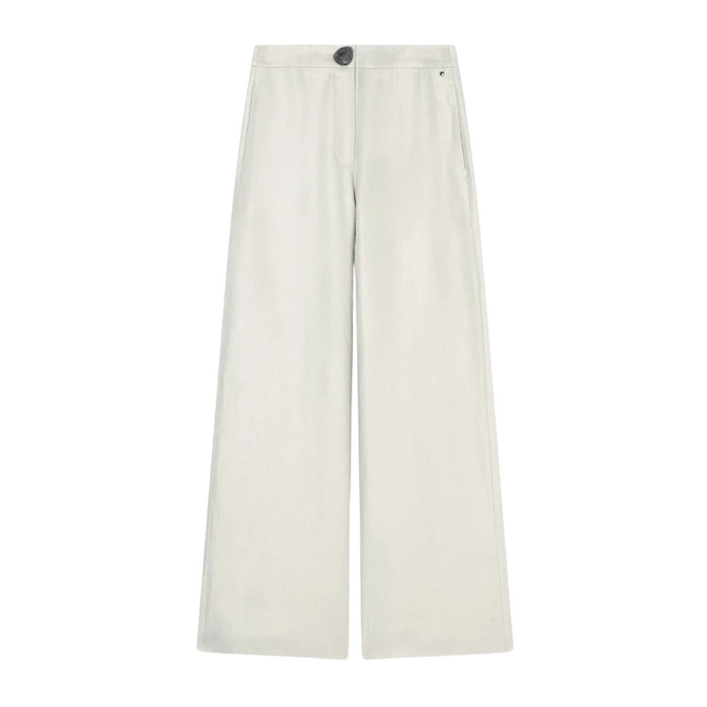 Armani Exchange Kvinno Vit Byxor Dam, M, Linne, Xw001982 Wide Byxor