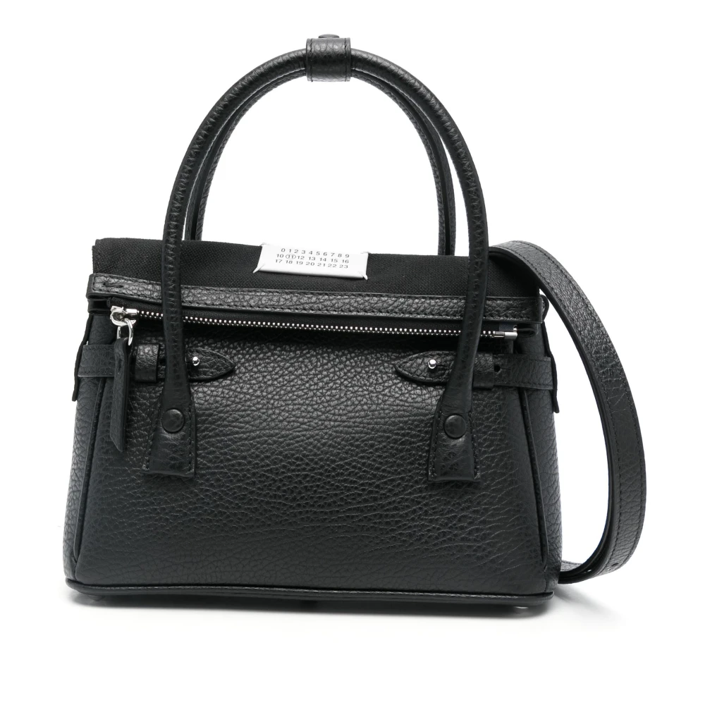 Maison Margiela Zwarte Leren Handtas Rits Sluiting Black Dames