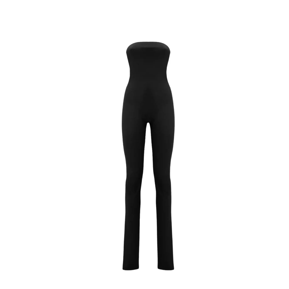 The Attico Zwarte Mouwloze Jumpsuit met Ritssluiting achteraan Black Dames