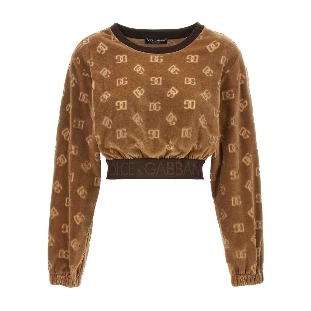 Dolce & Gabbana Cropped Sweatshirt Made in Italy Brown Dames