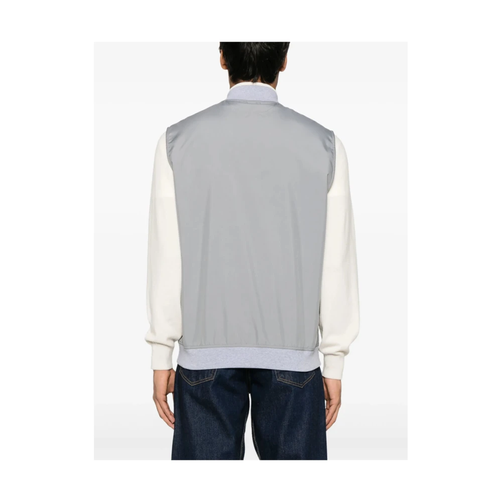 BRUNELLO CUCINELLI Lichtgrijs Mouwloos Baseball Kraag Vest Gray Heren