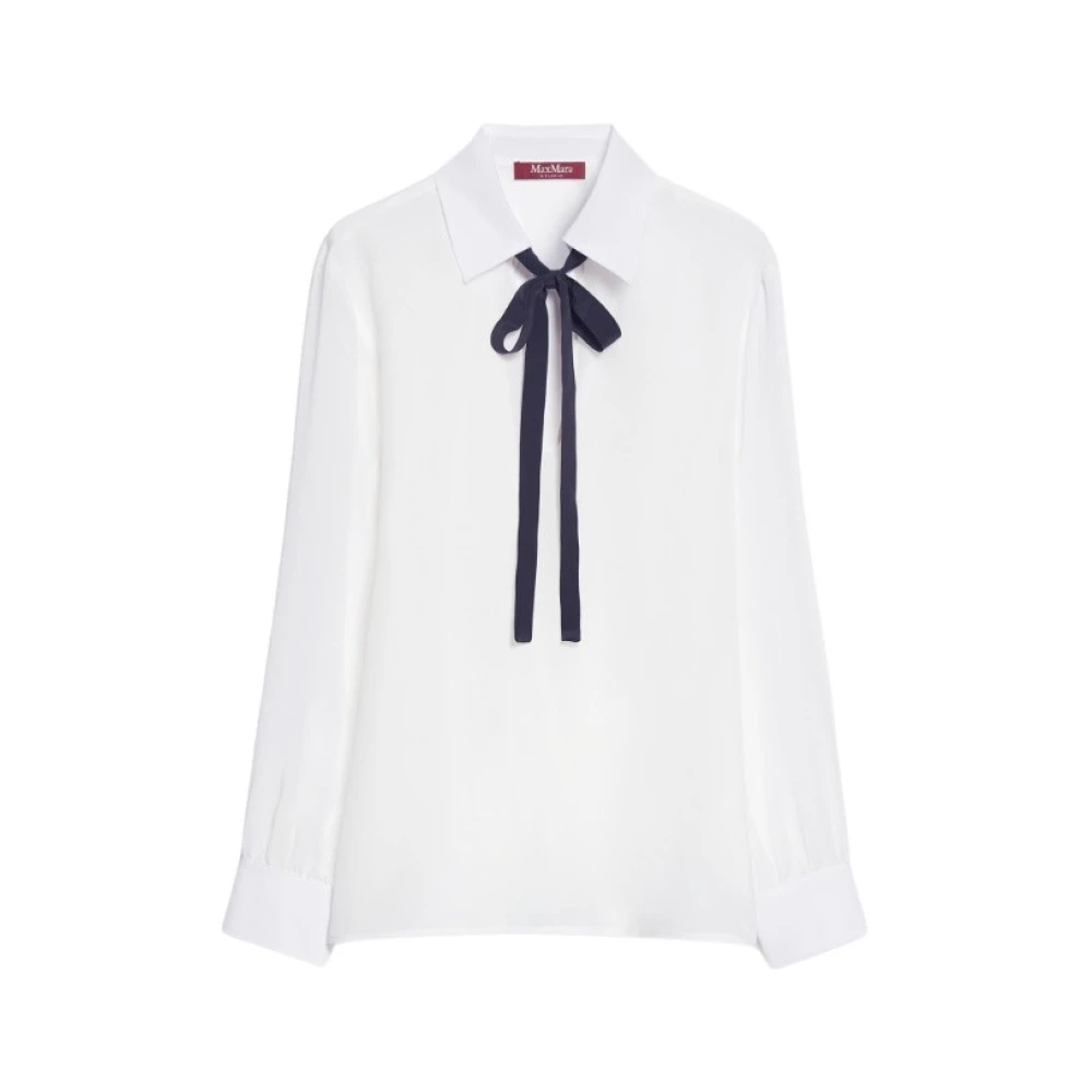 Max Mara Studio Zijden Crêpe de Chine Blouse White Dames