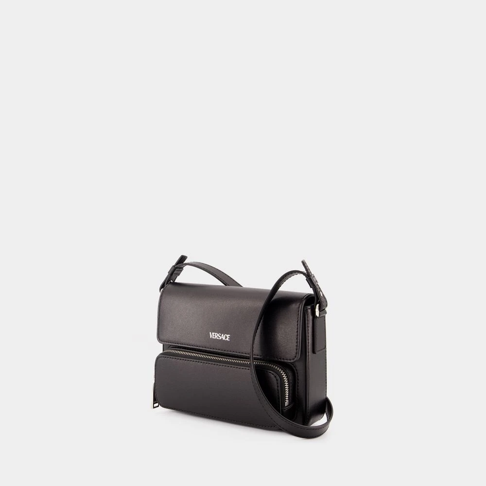Versace Zwarte Leren Portemonnee Op Ketting Black Unisex