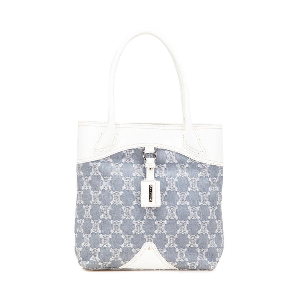 Celine Vintage Women's Blue Pre-Owned Patterned Textile Tote Bag