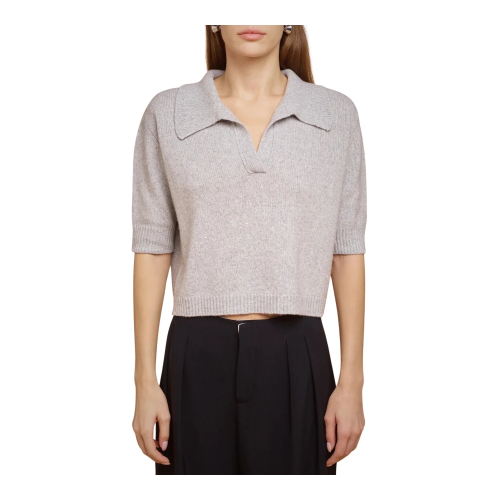 Liviana Conti Kasjmier Paillet Polo Shirt Gray Dames