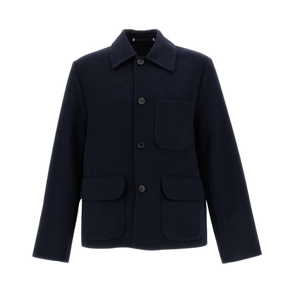 Paul Smith Workwear Jacket In Wool Twill - Male - Light Jackets - Blue - L - Jackets