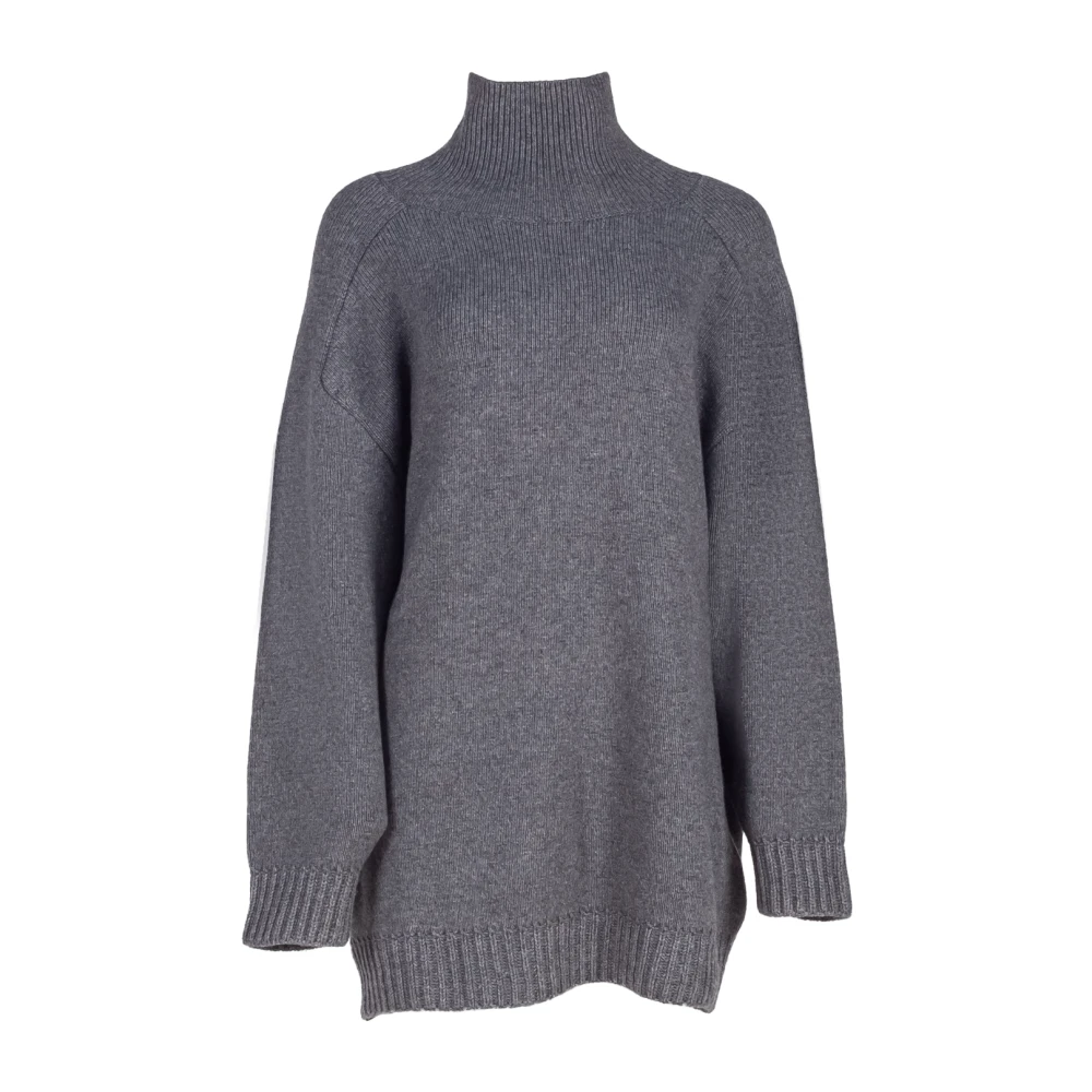 Liviana Conti Grijze Boxy Mock Neck Cashmere Sweater Gray Dames