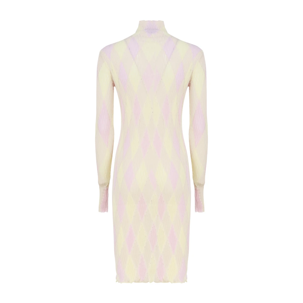 Burberry Ster Kraag Ruit Jurk Roze Geel Multicolor Dames