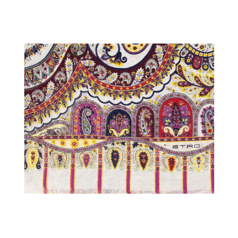 ETRO Zijden sjaal met Paisley-print en franjes Multicolor Dames