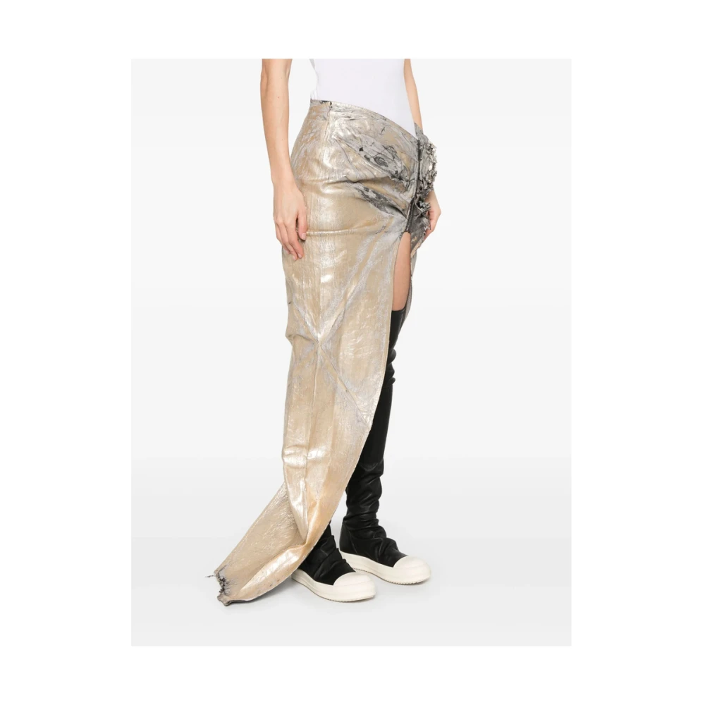 Rick Owens Donkere Schaduw Rok met Goudkleurige Details Yellow Dames