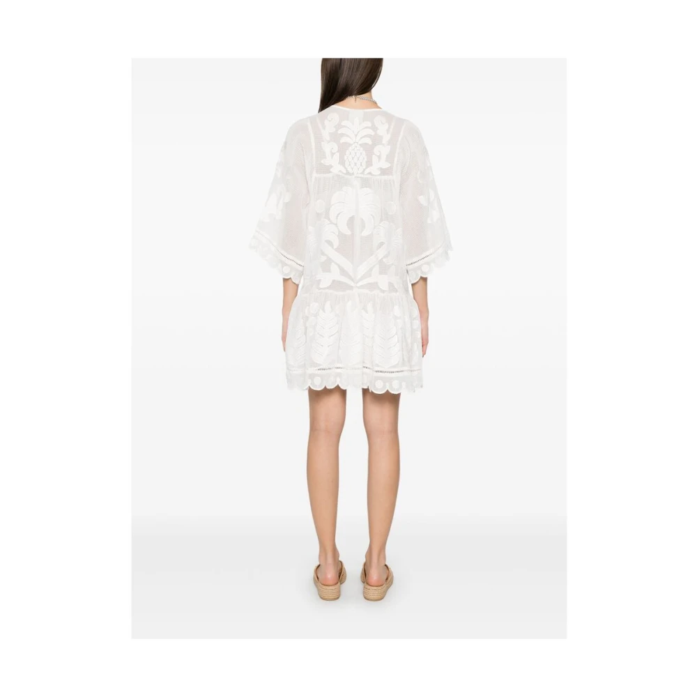 Farm Rio Witte Voorkant Strik Ruched Jurk White Dames