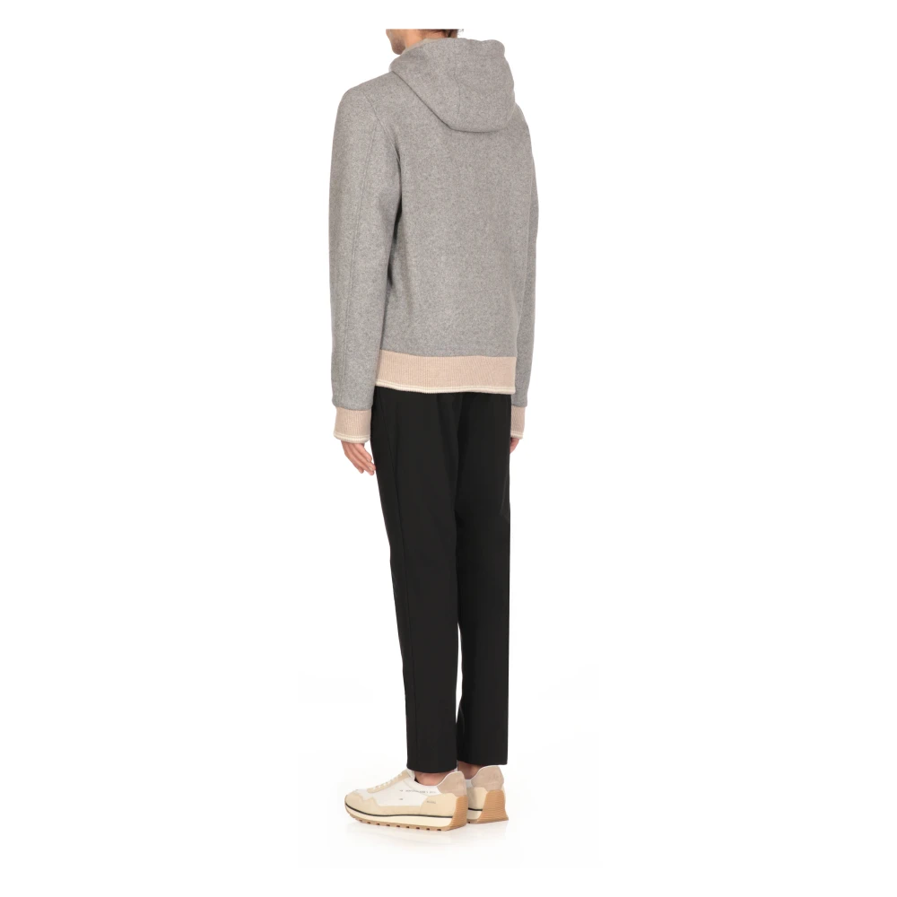 Lubiam Grijze wollen jas met capuchon Gray Heren