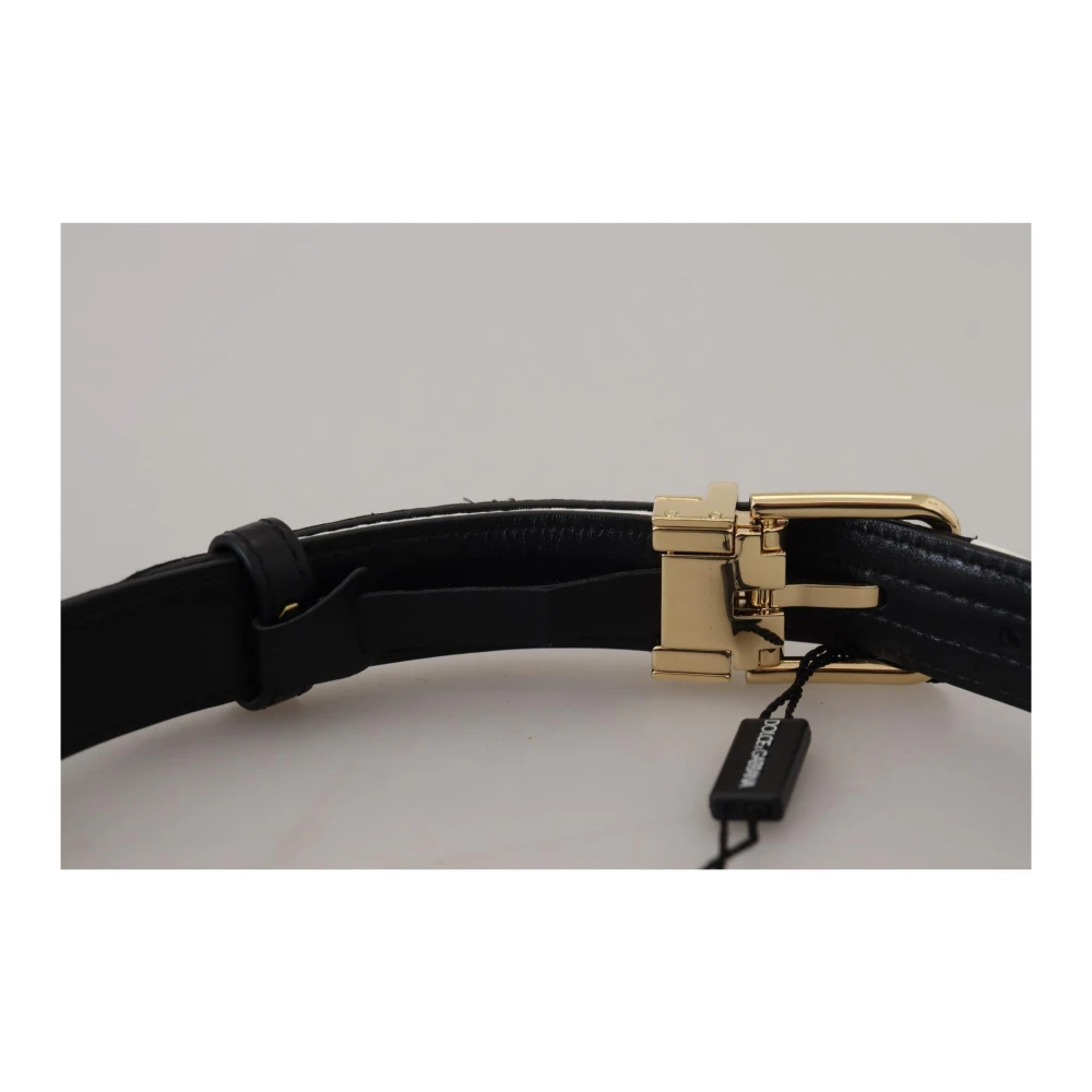 Dolce & Gabbana Bloemen Leren Schouderband Gouden Details White Dames