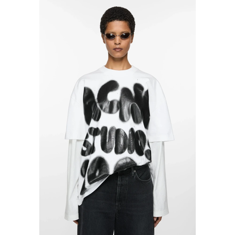 Acne Studios 1996 Logo T-shirt Relaxte pasvorm White Heren