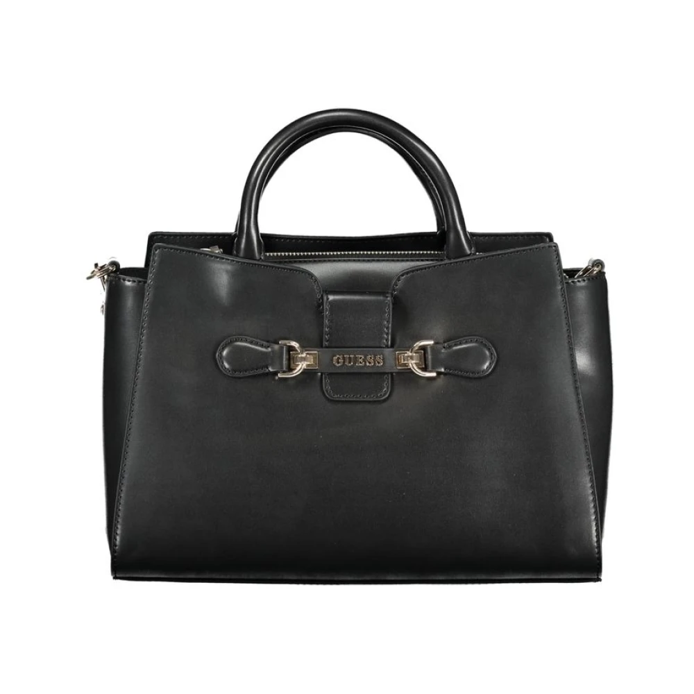 Guess Zwarte polyethyleen schoudertas met verstelbare band en meerdere compartimenten Black Dames