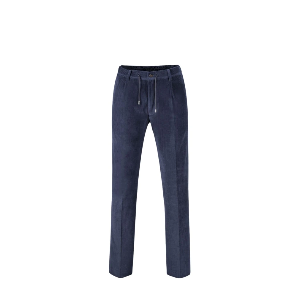 Moorer Men's Blue Slim-Fit Trousers, L, Anton Trousers