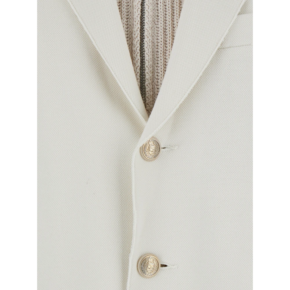 Eleventy Witte Wol Kasjmier Jas met Bib White Heren