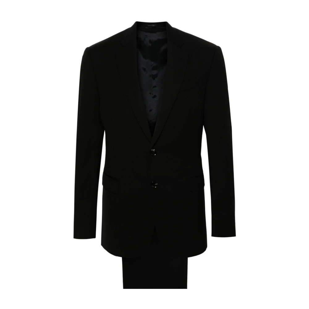 Giorgio Armani Zwart Pak Twill Weefsel Jas Broek Black Heren