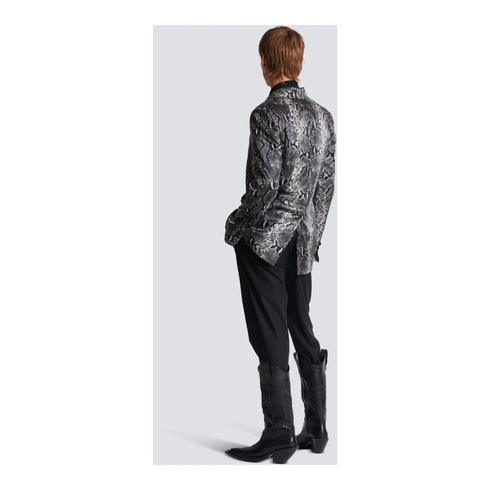 Balmain Bedrukte zijden blazer Gray Heren